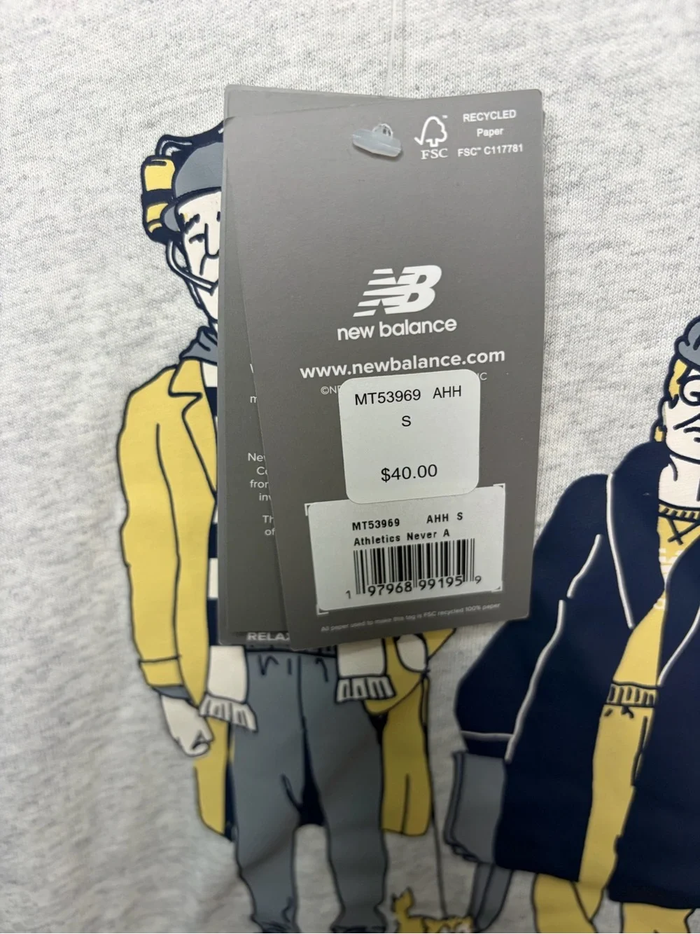 New Balance Heather Gray Tee with Yellow & Navy Graphic